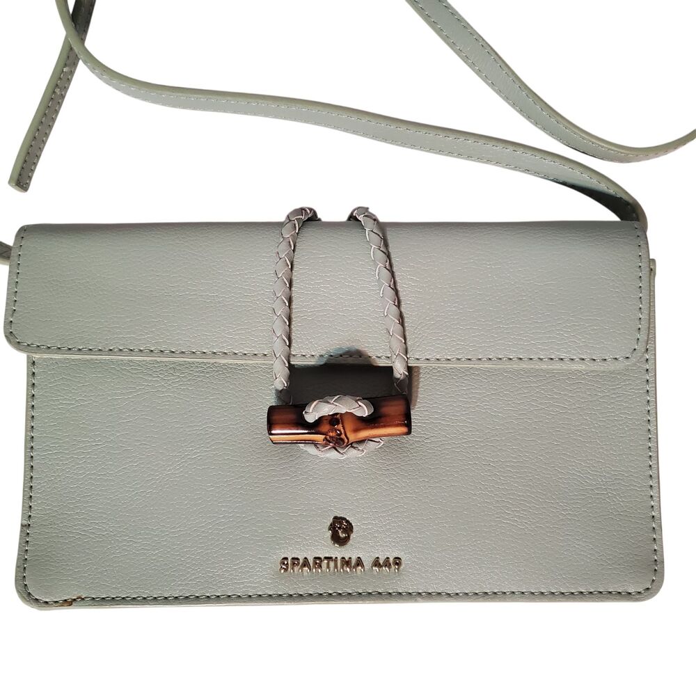 Spartina 449 Crew Bamboo Genuine Leather Seafoam Crossbody Bag Detachable Strap